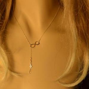 Minimalist Necklace- Cross And Infinity Lariat-...