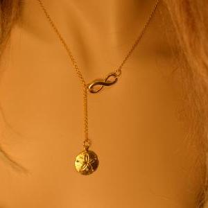 Newdzine. Tiny Infinity Necklace, Sand Dollar..