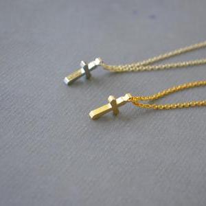 Big -tiny Sterling Silver Cross Necklace Or Gold..