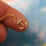 My Tiny Anchor Necklace - 14K Gold Filled Charm Minimalist Necklace Jewelry - All 14k gold filled.