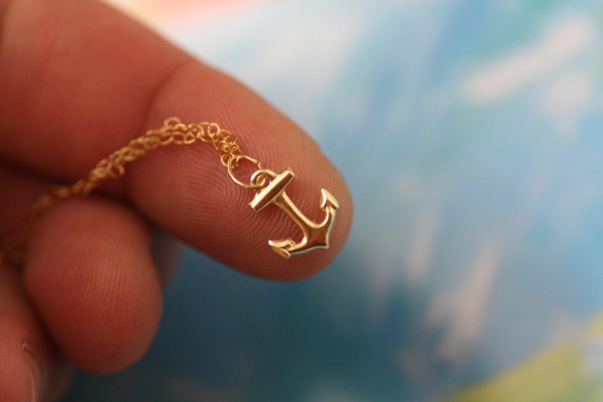 My Tiny Anchor Necklace 14k Gold Filled Charm Minimalist Necklace