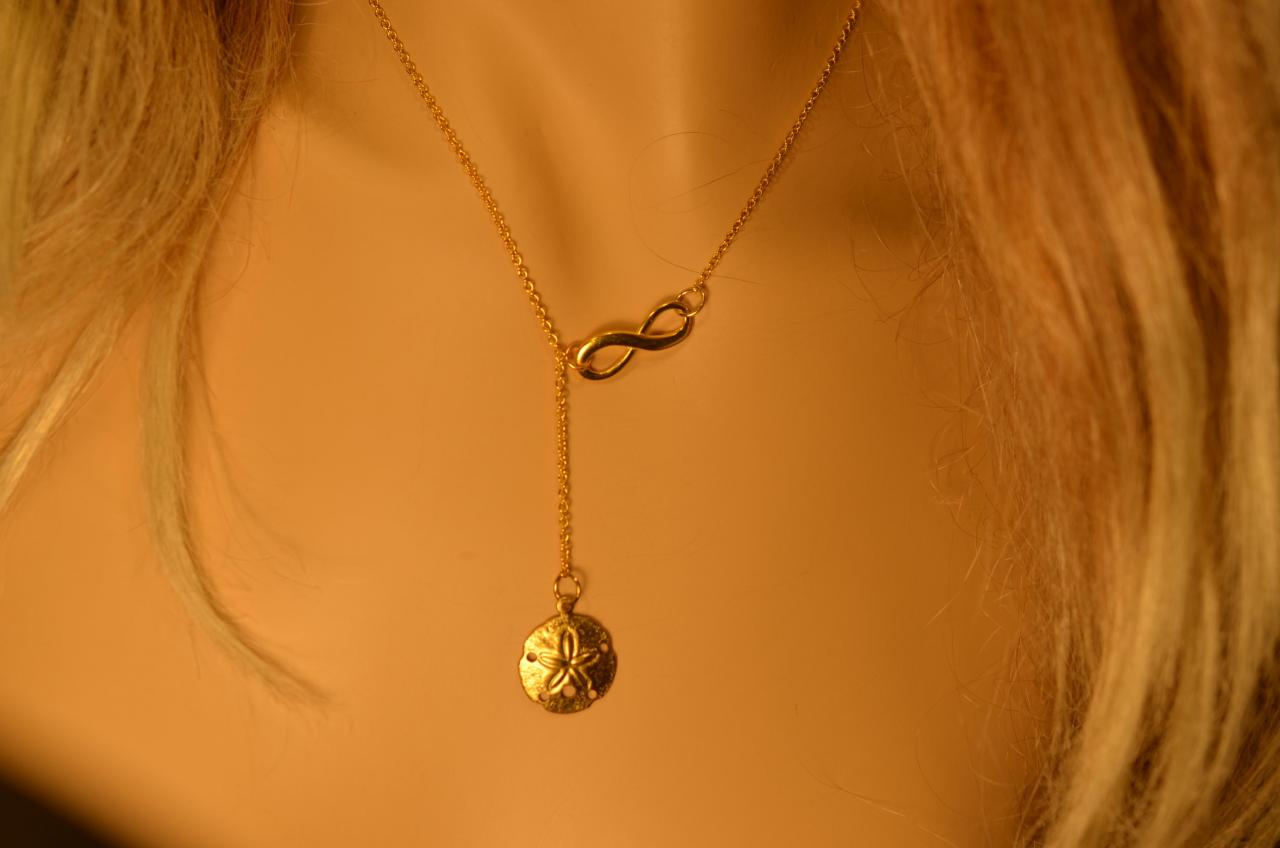 Newdzine. Tiny Infinity Necklace, Sand Dollar Necklace - 14k Gold Filled Charm Minimalist Necklace Jewelry. All 14k Gold Filled.