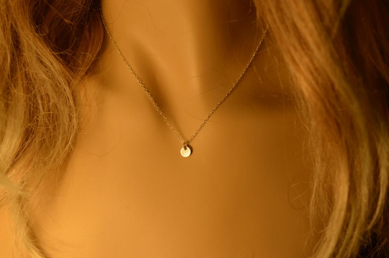 14k Gold Filled Hand Brushed Petal Minimalist Charm Necklace.all 14k Gold Filled.