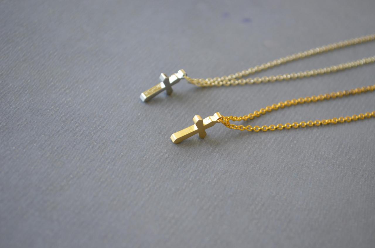 Big -tiny Sterling Silver Cross Necklace Or Gold Filled Cross Necklace-sterling Silver Or Gold Filled Chain.